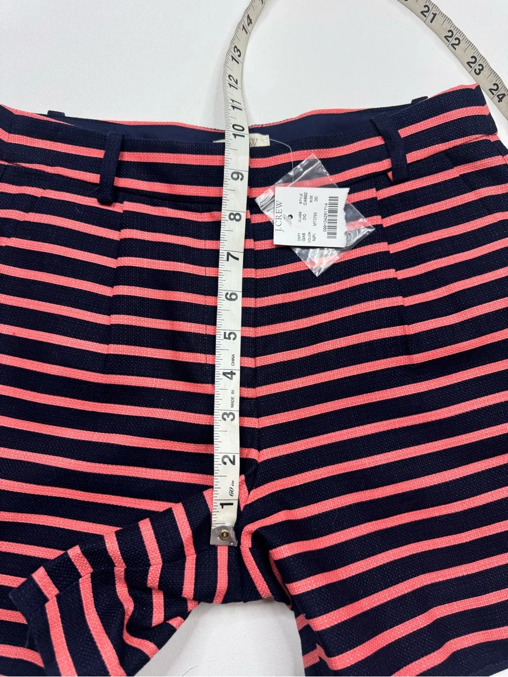 NWT J. Crew High Waist Dolphin Hem Woven  Striped Women’s Shorts Size 00